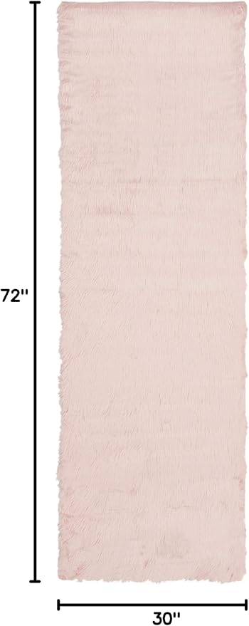 SAFAVIEH Faux Sheep Skin Collection Runner Rug - 2'6" x 6', Pink, Silken Glam Design, Non-Shedding & Easy Care, 2.35-inch Thick Ideal for High Traffic Areas in Living Room, Bedroom (FSS235G)