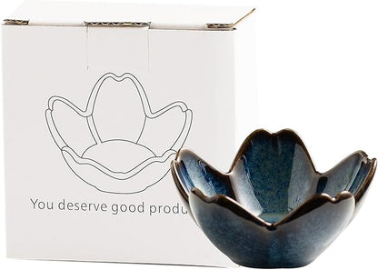 Floral Ceramic Jewelry Tray - 3.5" Elegant Ring Holder Dish & Trinket Bowl for Vanity Dresser Decor (blue)