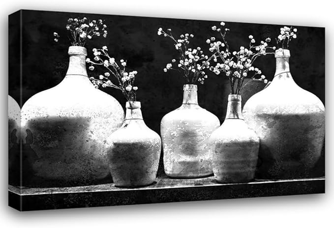 ArtDirect Monochrome Vases Custom Framed Art Print Giclee Print or Canvas Options with Various Sizes and Customization by Allen, Kimberly