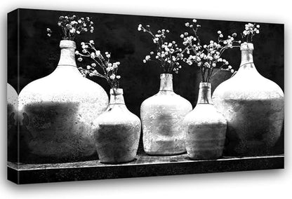 ArtDirect Monochrome Vases Custom Framed Art Print Giclee Print or Canvas Options with Various Sizes and Customization by Allen, Kimberly