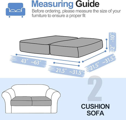 Individual Couch Cushion Covers, Non-Fuzzy Chenille Sofa Covers for Seat Cushions, Clean Look, Durable Stretch Fit Couch Slipcovers for Sectional and L Shaped Sofas (2 Piece, Grey)