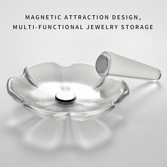 Crystal Ring Holder Decorative Jewelry Tray Valentine Engagement Wedding Birthday Gifts for Women (Hexagon)