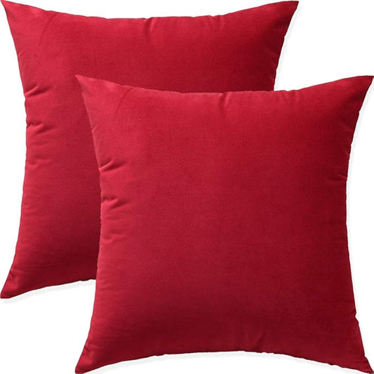 Artaimee Harvard Crimson Velvet Throw Pillow Covers – 18x18 Inches, Set of 2 – Soft, Cozy Cushion Covers for Sofa, Bed, Chair, Couch, Home Décor