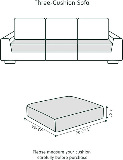 CHUN YI 3Piece Stretch Couch Cushion Covers, Sofa Seat Slipcovers for Pets, Suitable for Armchair Loveseat Sofa with Spandex Jacquard Washable Fabric(3Piece,Sand)