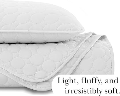 Southshore Fine Living, Inc. White Quilts Queen Size Set, Lightweight Summer Bedspread with 2 Quilted Pillow Shams, Cozy, Soft Circle-Stitch Design, Queen Size/Full Size, White
