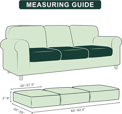 Hokway Stretch Couch Cushion Covers, 3 Piece Individual Sofa Cushion Slipcovers，Jacquard Sofa Seat Slipcover Set, Non-Slip Protector for Cushion (Teal,Small-3PC)