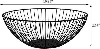 IBWell Wire Fruit Basket Fruit Bowl Kitchen Fruit Basket Stand Fruit Bowls for the Counters Metal Fruit Bowl (Bowl) (Black)
