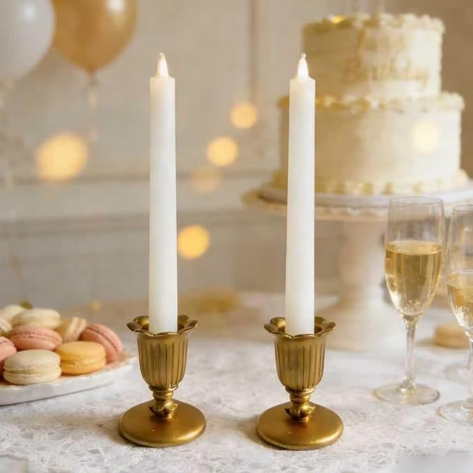Vintage Brass Candlestick Candle Holders, Taper Gold Candle Stick Victorian Style for Dinner Room Table Centerpiece Wedding Reception Christmas Fireplace Decoration Home Decor Set of 6