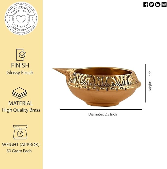 Brass Kuber Diya for Diwali Decoration - Traditional Indian Puja Oil Lamp - Diwali Gifts for Friends and Family - Divali Diyas, Diya for Divali Pooja Hashcart®