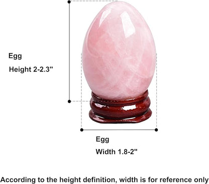 AMOYSTONE Easter Egg Natural Crystal Rose Quartz Gemstone Egg with Base for Home Decoration Stone Small, Height 2-2.3"