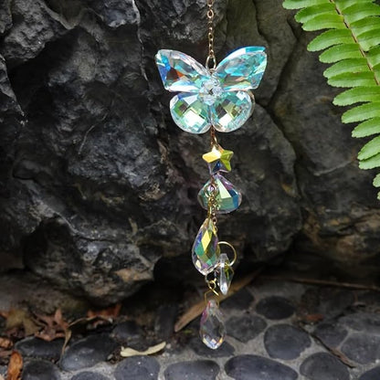 Butterfly Crystal Sun Catcher Window Hanging Decoration Garden Rainbow Maker for Home Car Decoration