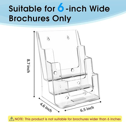 MaxGear Brochure Holder 3 Tier 6x9 inch Acrylic Literature Display Stand Clear Plastic Flyer Holder Wall Mount or Countertop Use for Pamphlets, Booklets, 1 Pack