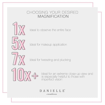 Danielle Creations Rectangle Soft Touch Vanity Mirror, Black, 1x/7x Magnifying Makeup Mirror with Stand, Portable Tabletop Bathroom or Desk Mirror