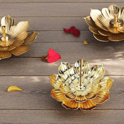 Incense Holder with Incense Stick Tray,Multi-Functional Incense Burner and Stick Holder Combo,Detachable Ash Catcher (Golden)
