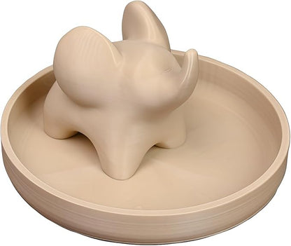 Marble Pattern Baby Elephant Ring Tray | 3D Printed Resin Desk Organizer & Jewelry Dish | Cute Home Decor for Women, Unique Gift for Her, Christmas, Birthday (Apricot elephant)
