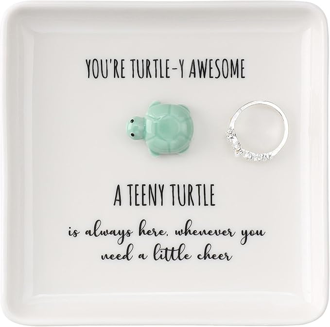 HOME SMILE Turtle Ring Dish Tray- Birthday Gifts for Women Friends Mothers Day Graduation Teacher Appreciation Retirement Christmas,You're Turtley Awesome