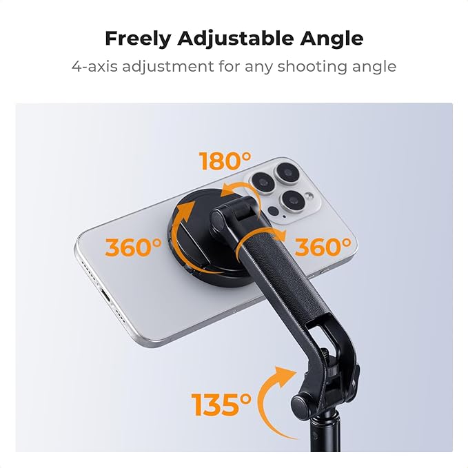 K&F CONCEPT Popod 72" Phone Tripod, 3-in-1 Clip & Magnetic Selfie Stick with Remote, Automatic Phone Tripod Stand, Compatible with iPhone 17-12 Series Android Phones 1/4" Screw Accessories