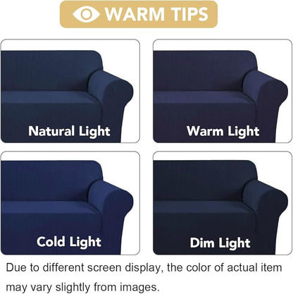 H.VERSAILTEX Stretch Chair Cover 1 Piece Armchair Slip Covers for Sofas/Couches with Elastic Bottom Soft Thick Furniture Protector for Dogs Cats Jacquard Small Checked(Armchair 31"-40", Navy)