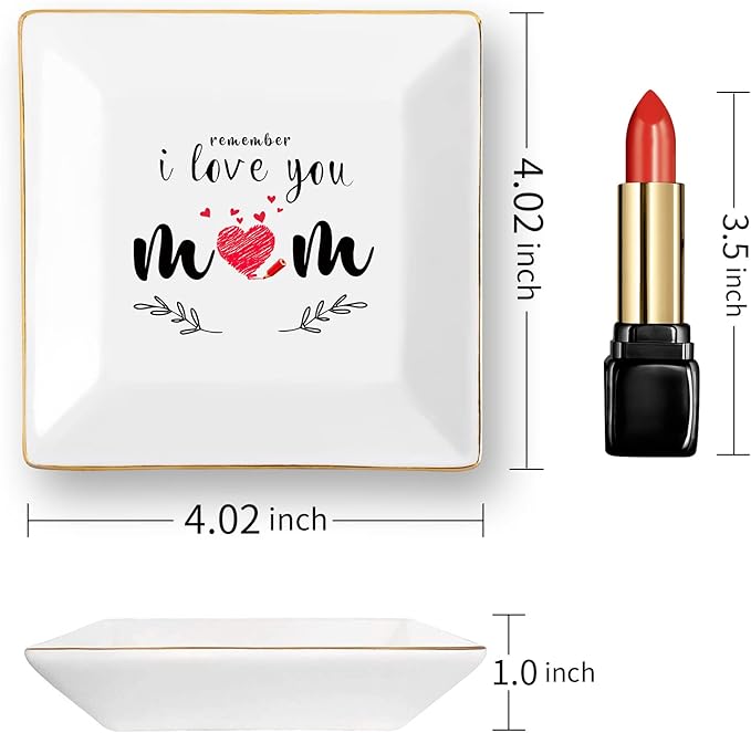 Gifts for Mom from Daughter Birthday Gift for Women Mothers Day Gifts Fun Presents Moms Grandma Sister in Law Best Jewelry Dish Unique Trinket Tray Ring Holder, Remember I Love You Mom