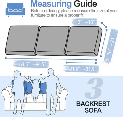 Large Backrest Cushion Covers Super Stretch Back Covers for 3 Cushion Couch Sofa, Couch Back Cushion Covers Featuring with Chenille Yarn (Softer Version, 3PC, Dark Grey)