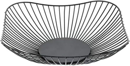 Metal Fruit Basket - Black Fruit Bowl for Kitchen Counter - Wire Storage Basket for Vegetable Snack Candy - Square Fruit Holder for Countertop - 10 Inches (Square)