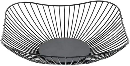 Metal Fruit Basket - Black Fruit Bowl for Kitchen Counter - Wire Storage Basket for Vegetable Snack Candy - Square Fruit Holder for Countertop - 10 Inches (Square)