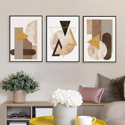 QKF Minimalist Abstraction Canvas Wall Art Decor Home Deco 3 Piece Fashion Geometric Graphical Pictures Modern Bedroom Room Bathroom Posters & Prints 16“X 24”