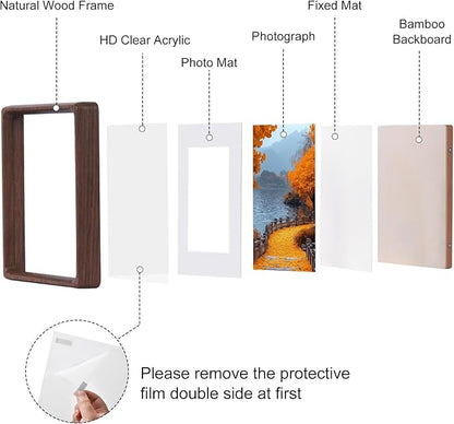 TEYCLZORE 6x8 Natural Walnut Picture Frame, Handmade Photo Frame, Display 4x6 Picture with Mat or 6x8 Without Mat, Tabletop Display and Wall Hanging