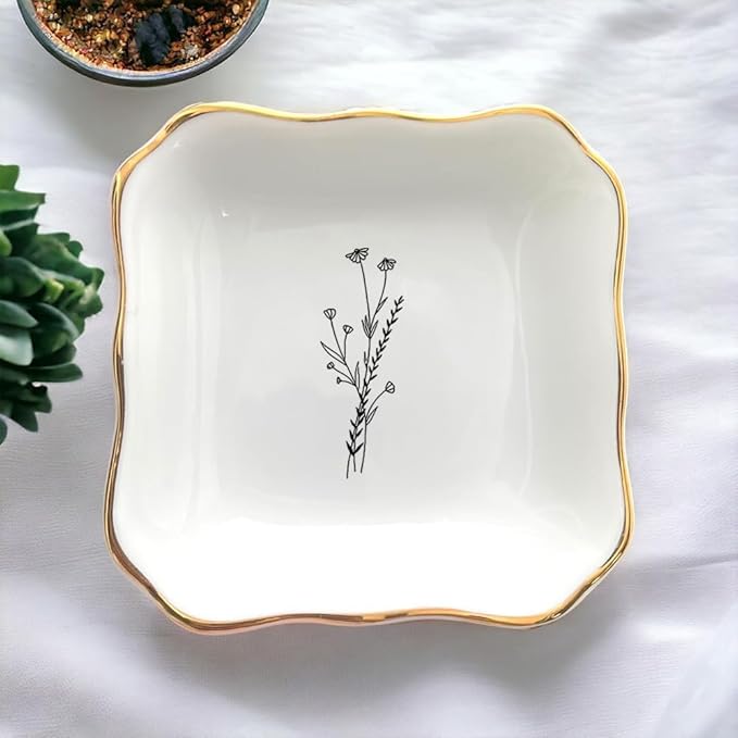 Ceramic Flower Trinket Dish, Mom Ring Dish, Bridal Shower Gift, Friendship Gift For Friend, Bride To Be Gift, Bridesmaid Gifts, Daughter Birthday Gift, Mothers Day Gift