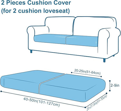 Smiry Printed Couch Cushion Covers, Stretch Soft Couch Covers for Sofa, Washable Non-Slip Sofa Slipcover Furniture Protector for Indoor and Outdoor (2 Pack, Red with White)