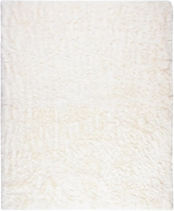 SAFAVIEH Faux Sheep Skin Collection 8' x 10' Ivory FSS235A Silken Glam 2.35-inch Thick Area Rug