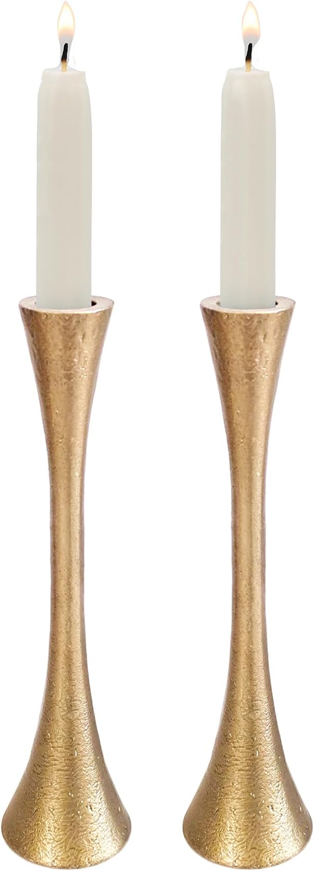 Yair Emanuel Shabbat Candle Holders Tapered Design, Brass or Silver Finish, Shabbos Candlestick Holders Judaica Wedding Gift (Antique Brass, 8.3 Inch)