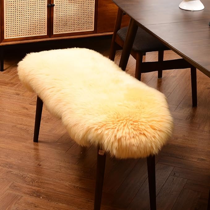 LLB Genuine Sheepskin Area Rug Wool Rug Fur Carpet Fluffy Shaggy Fur Rug for Living Room Kids Bedroom Real Sheepskin Throw Lambskin Rugs Sofa Mat Chair Seat Covers (Yellow, 2 x 3 ft Sheepskin)