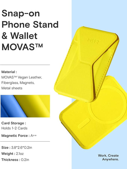 MOFT Magnetic Wallet Stand Compatible with iPhone 17/16/15/14/13/12 Series, Angle Adjustment & Magsafe Compatible MOVAS Phone Stand,Neon