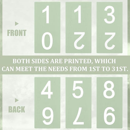 Green Daisy Flower Wood Block Perpetual Calendar Coquettish Desk Decor Cute Month Week Date Display Decorative Block Calendar for Women Office Home Desk Gift for Women