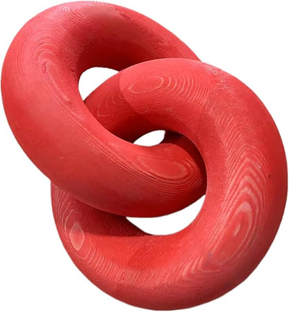 Wood Knot Décor-2 Link Wooden Chain Link Home Decor,Coffee Table Decor Book Shelf Decor Accents Art Decor Living Room Decor Items (Red), 19cm*15cm, SDJ-WD-2L US FBA