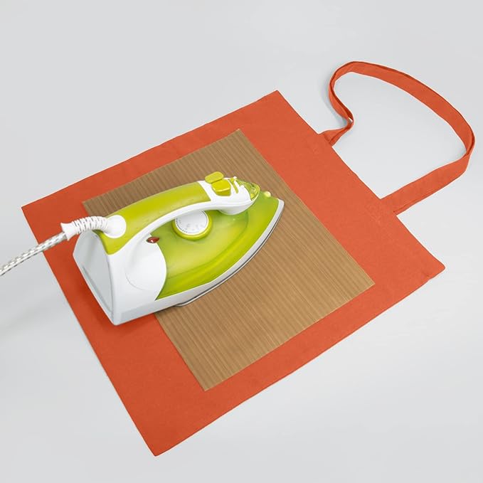 NPBAG 15 Pack 15'' X 16'' Orange Cotton Tote Bags, Blank Bulk Cloth bags with 1pc of PTFE Teflon Sheet
