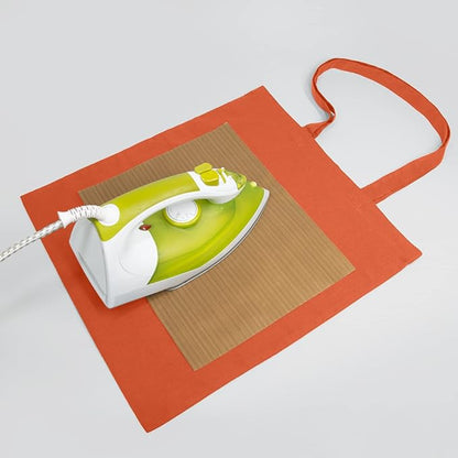NPBAG 15 Pack 15'' X 16'' Orange Cotton Tote Bags, Blank Bulk Cloth bags with 1pc of PTFE Teflon Sheet