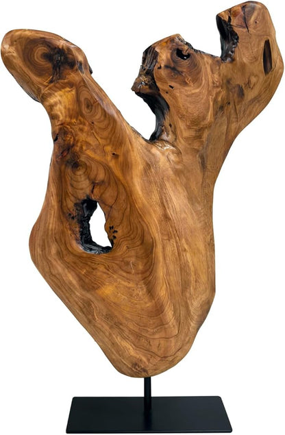 WELLAND Irregular Cedar Wood Sculpture 8.75" W x 1.75" D x 17.75" H Natural Edge Tabletop Statues, Handmade Ornaments, Décor for Living Room, Home Office, Bedroom,