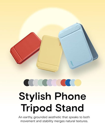 MOFT Phone Tripod Stand Selfie Stick for iPhone, Multi-Angles iPhone Stand, Lightweight & Portable Phone Holder, Strong Magnets, MOVAS Vegan Leather, Travel Essentials, Panna Cotta (Without Card Slot)