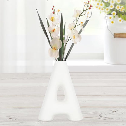 Ceramic Letter a Vase Small Matte White Porcelain Decorative Flower Vase Home Table Decor Retro Style Desktop Accent for Living Room Office