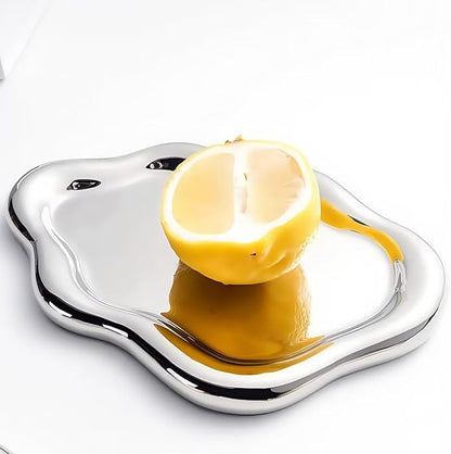 Ceramic Jewelry Dish for Women, Unique Cloud Shaped Trinket Ring Tray, Room Decorative Vanity Tray, Women Gift for Mother's Day, Christmas, Thanksgiving, Birthday, for Plate, Watch, Keys etc(Silver)