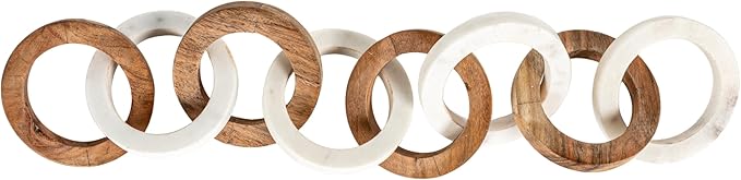 Creative Co-Op Acacia Wood and Marble Chain with 8 Links