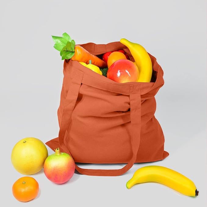 NPBAG 5 Pack 15'' X 16'' Orange Cotton Tote Bags, Blank Bulk Cloth bags with 1pc of PTFE Teflon Sheet