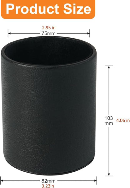 PU Leather Pencil Pen Holder Cup Stand,Desk Accessories Holder,Makeup Brush Storage Organizer,Desktop Stationery Organizer for Office School Home Supplies (Black)