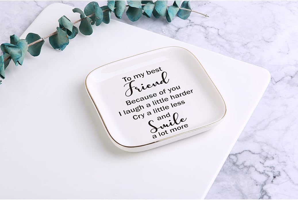 Scwhousi Ring Dish Jewelry Tray for Friend Mom Sister Maid of Honor,Birthday Mother's Day Christmas Gifts