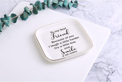 Scwhousi Ring Dish Jewelry Tray for Friend Mom Sister Maid of Honor,Birthday Mother's Day Christmas Gifts