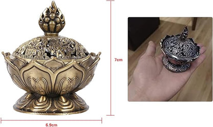 Lotus Incense Burner Holder Cone Incense Holder 9 Holes Vintage Incense Burner Cover for Stick and Cone Incense(Bronze)