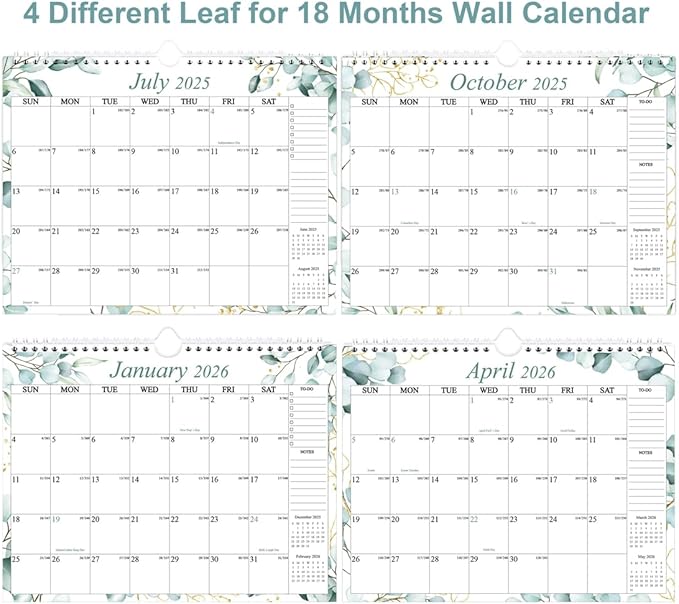 Calendar 2026-12 Months Wall Calendar from January 2026 to December 2026, 2026 Wall Hanging Calendar Planner with Thick Paper, 8.5" x 11", Teal Leaf