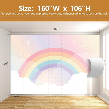 Rainbow Wallpaper for Girls Bedroom Kids Wallpaper Murals for Nursery（Not Peel and Stick）